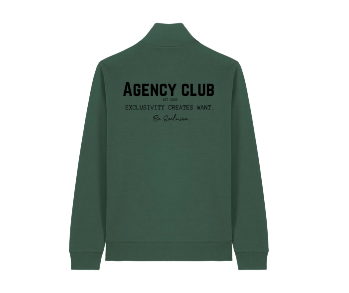 Iconic quarter zip back bottle green