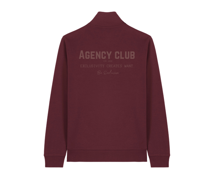 Iconic quarter zip back burgandy