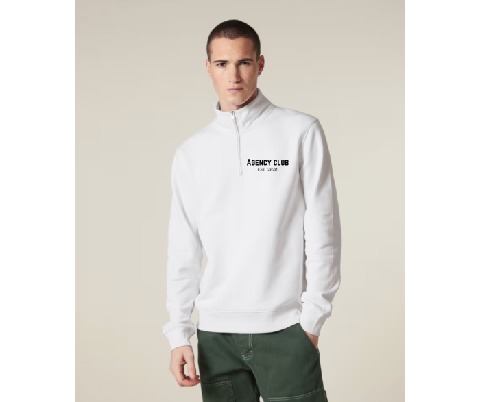 Iconic quarter zip model white